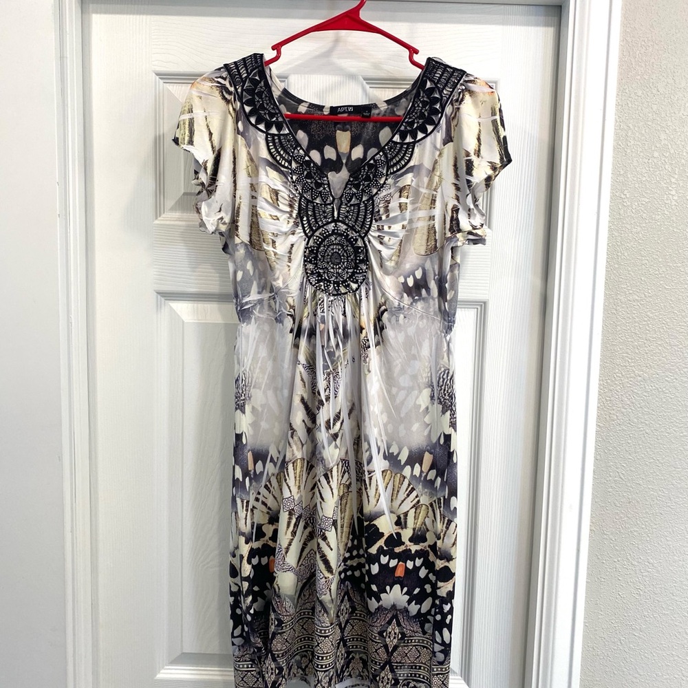 Apt. 9 Black and Cream Artistic Midi Dress